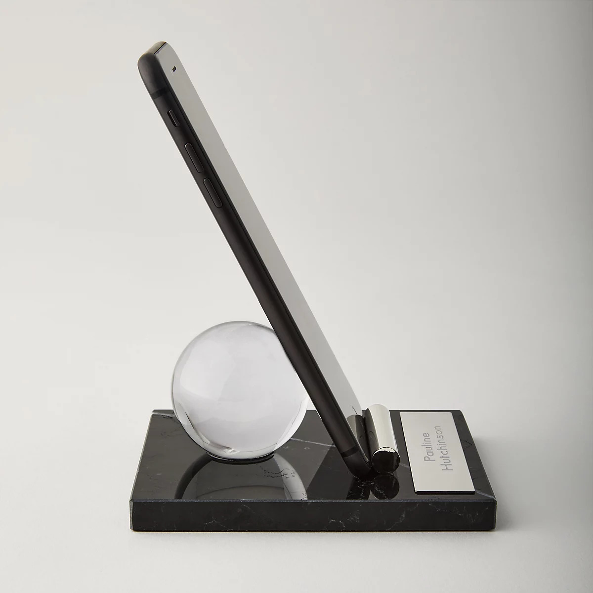 Black Marble and Silver Phone Stand